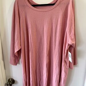 Torrid Super Soft Pink Tee T Shirt 3/4 Length Sleeve 4X Sexy Curvy NWT
